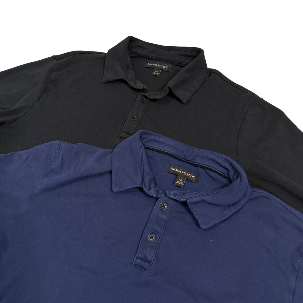100% Cotton Polo style shirt mens bundle Banana Republic Size Medium black navy